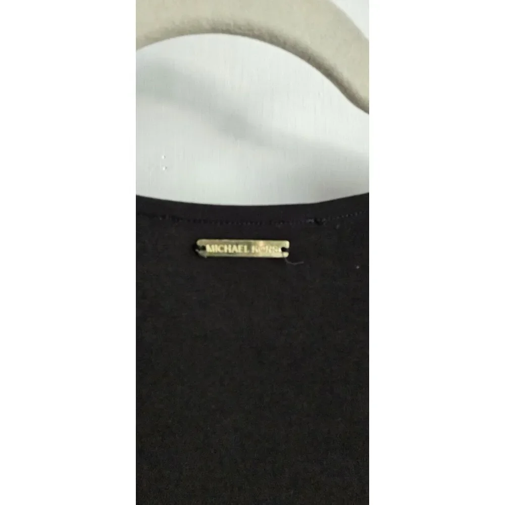 MICHAEL KORS women Sz M black short dress sleeveless‎ v neck two tones